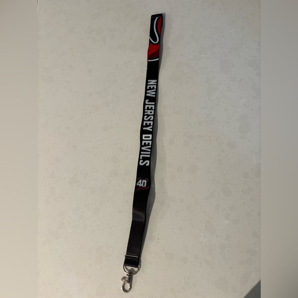 NJ Devils 2022 40 Year Anniversary Lanyard. Black